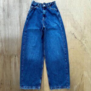 ZARA STEVEN MEISEL DESIGNER BAGGY WIDE LEG JEANS WOMEN’S sz 0 High Rise Denim